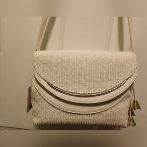 LC Lauren Conrad Cream Crossbody with Metallic Trim